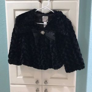 Black half faux fur jacket.